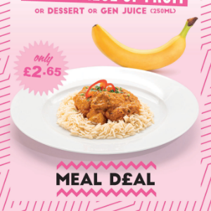 Main meal & a free piece of fruit or dessert or gen juice (250ml)